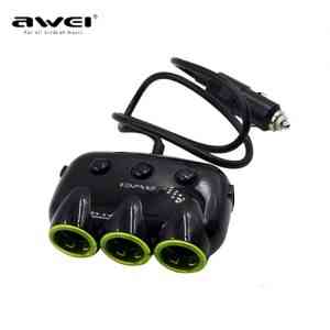 3 Sockets Car Cigarette Lighter Car Power Adapter with 2 USB Ports Charger