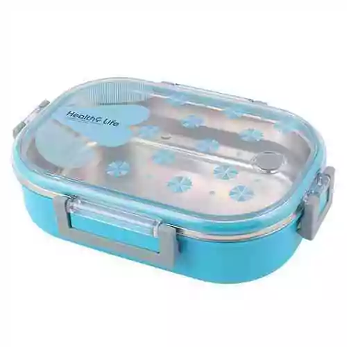 Stainless Steel & Plastic Double Wall Lunch Box@ ido.lk