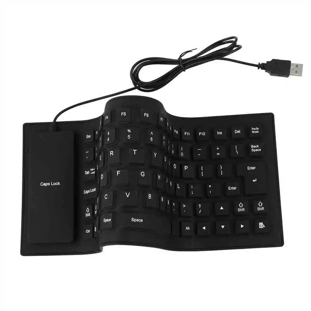 Black 87 Keys Silicone Keyboard USB Wired Waterproof Flexible Folding Key board for PC Desktop Laptop | ido.lk