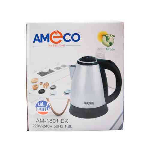 Ameco Electric Kettle 1.8L Steel Water Heating Jug@ ido.lk