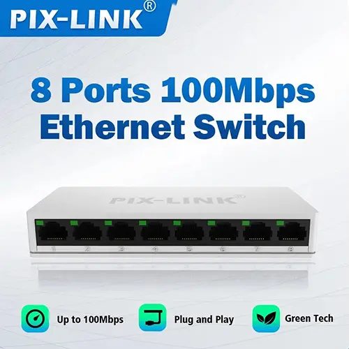 8 Port Network Switch PIX-LINK SW08 10/100Mbps