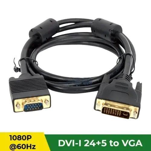 DVI Male to VGA Male Cable DVI-I 24+5 Wire Bi-Directional Converter